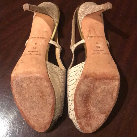 Kate Spade, python print, leather sling back heels - Picture 3 of 8